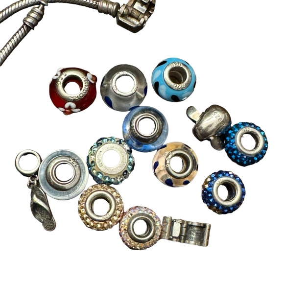 Pandora 925 ALE Sterling Silver Barrel Clasp Snake Chain  Charm Bracelet - Picture 6 of 13